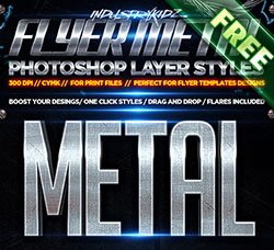 PS样式：Flyer Photoshop Layer Styles Metal CYMK